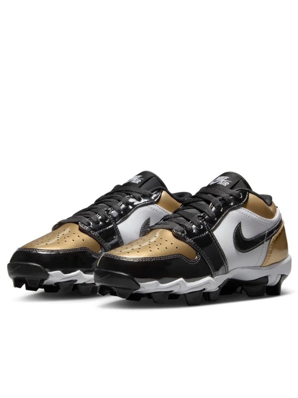 Nike Black and Gold Jordan 1 Low football cleats